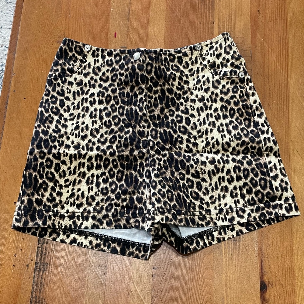 VINTAGE BLUE * High Waist Animal Print Shorts *‎ Size 7